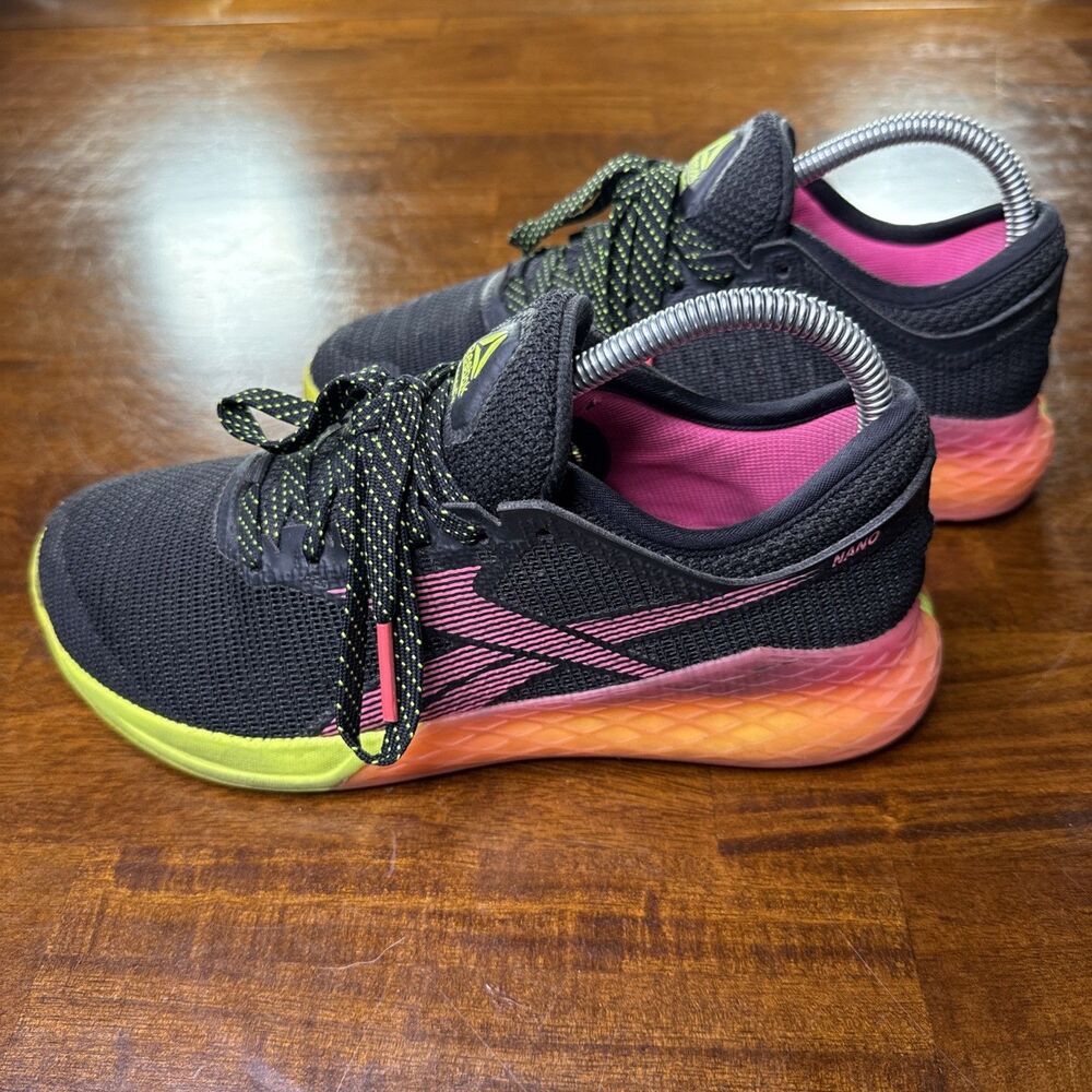 Reebok Nano 9 Womens Size 7 CrossFit Training Shoes Black Pink Orange Flexweave